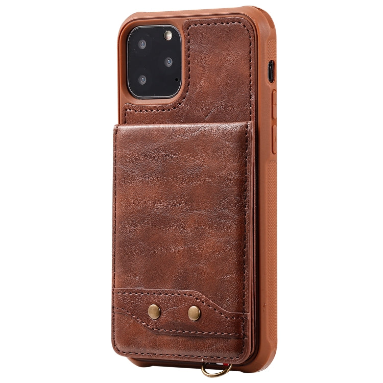 For iPhone 11 Pro Vertical Flip Shockproof Leather Protective Case with Short Rope, Support Card Slots & Bracket & Photo Holder & Wallet Function