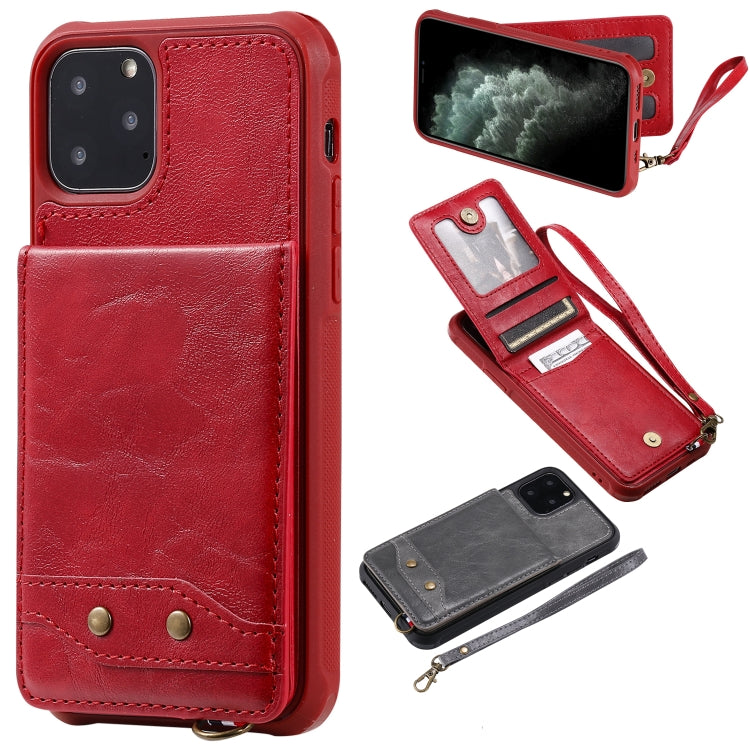 For iPhone 11 Pro Vertical Flip Shockproof Leather Protective Case with Short Rope, Support Card Slots & Bracket & Photo Holder & Wallet Function