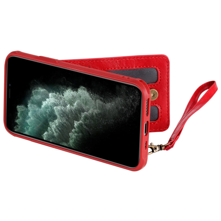 For iPhone 11 Pro Vertical Flip Shockproof Leather Protective Case with Short Rope, Support Card Slots & Bracket & Photo Holder & Wallet Function