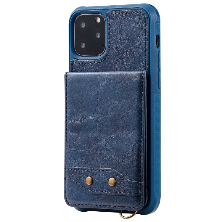 For iPhone 11 Pro Vertical Flip Shockproof Leather Protective Case with Short Rope, Support Card Slots & Bracket & Photo Holder & Wallet Function