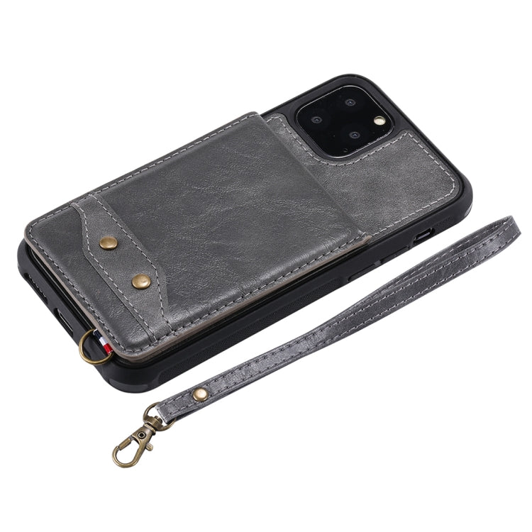 For iPhone 11 Pro Vertical Flip Shockproof Leather Protective Case with Short Rope, Support Card Slots & Bracket & Photo Holder & Wallet Function