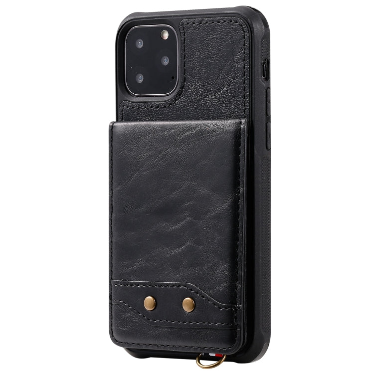 For iPhone 11 Pro Vertical Flip Shockproof Leather Protective Case with Short Rope, Support Card Slots & Bracket & Photo Holder & Wallet Function