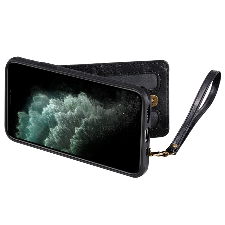For iPhone 11 Pro Vertical Flip Shockproof Leather Protective Case with Short Rope, Support Card Slots & Bracket & Photo Holder & Wallet Function