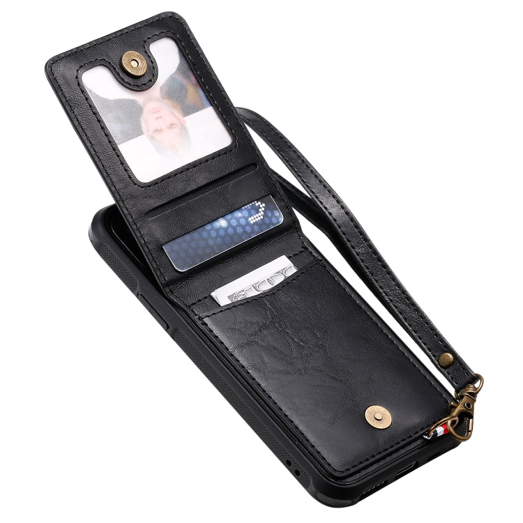 For iPhone 11 Pro Vertical Flip Shockproof Leather Protective Case with Short Rope, Support Card Slots & Bracket & Photo Holder & Wallet Function