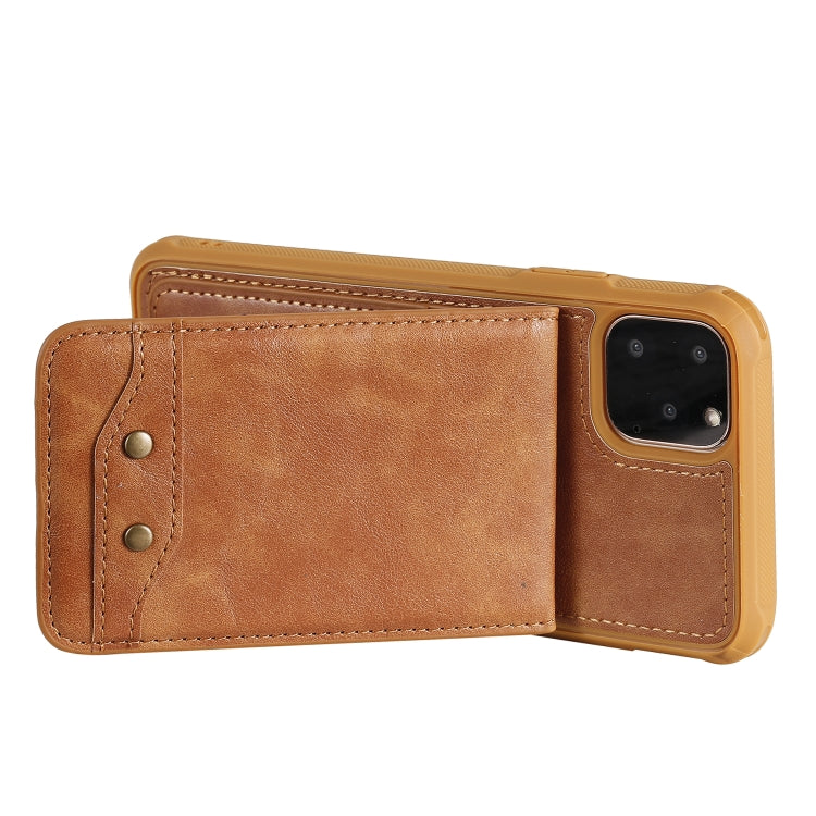 For iPhone 11 Pro Max Vertical Flip Shockproof Leather Protective Case with Short Rope, Support Card Slots & Bracket & Photo Holder & Wallet Function
