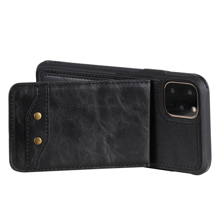 For iPhone 11 Pro Max Vertical Flip Shockproof Leather Protective Case with Short Rope, Support Card Slots & Bracket & Photo Holder & Wallet Function