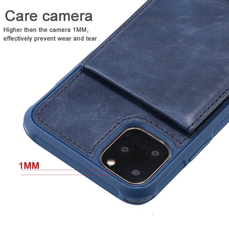 For iPhone 11 Pro Max Vertical Flip Shockproof Leather Protective Case with Short Rope, Support Card Slots & Bracket & Photo Holder & Wallet Function