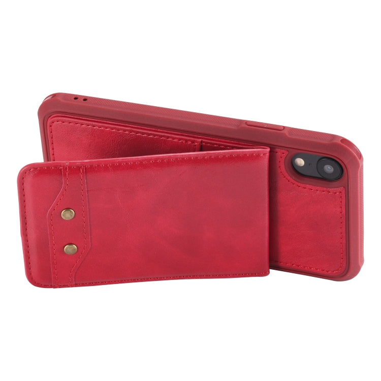For iPhone XR Vertical Flip Shockproof Leather Protective Case with Short Rope, Support Card Slots & Bracket & Photo Holder & Wallet Function