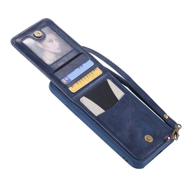 For iPhone XR Vertical Flip Shockproof Leather Protective Case with Short Rope, Support Card Slots & Bracket & Photo Holder & Wallet Function