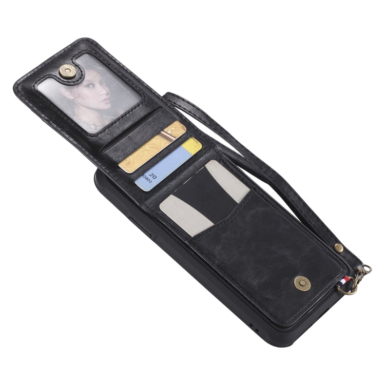 For iPhone XR Vertical Flip Shockproof Leather Protective Case with Short Rope, Support Card Slots & Bracket & Photo Holder & Wallet Function