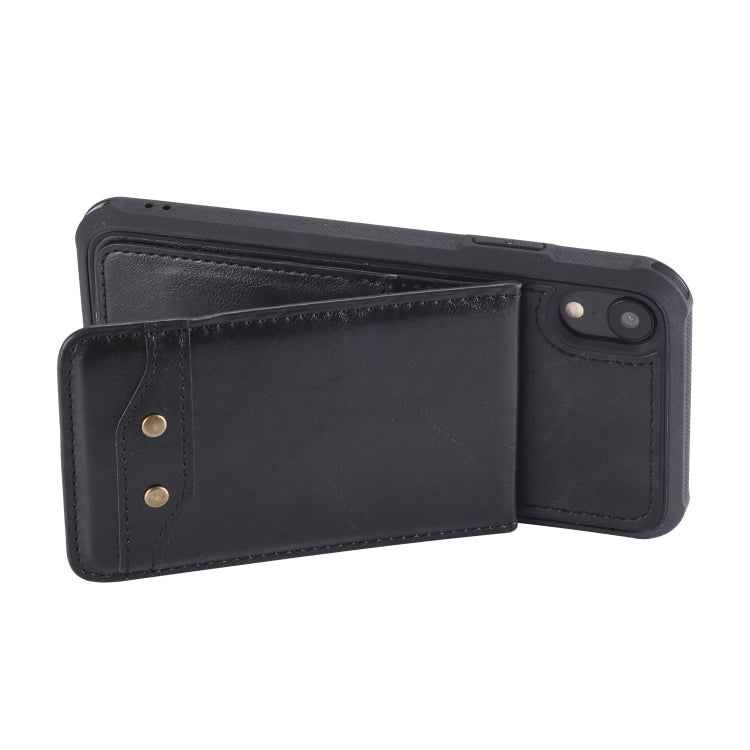 For iPhone XR Vertical Flip Shockproof Leather Protective Case with Short Rope, Support Card Slots & Bracket & Photo Holder & Wallet Function