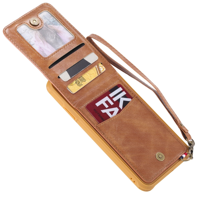 For iPhone XS Max Vertical Flip Shockproof Leather Protective Case with Short Rope, Support Card Slots & Bracket & Photo Holder & Wallet Function