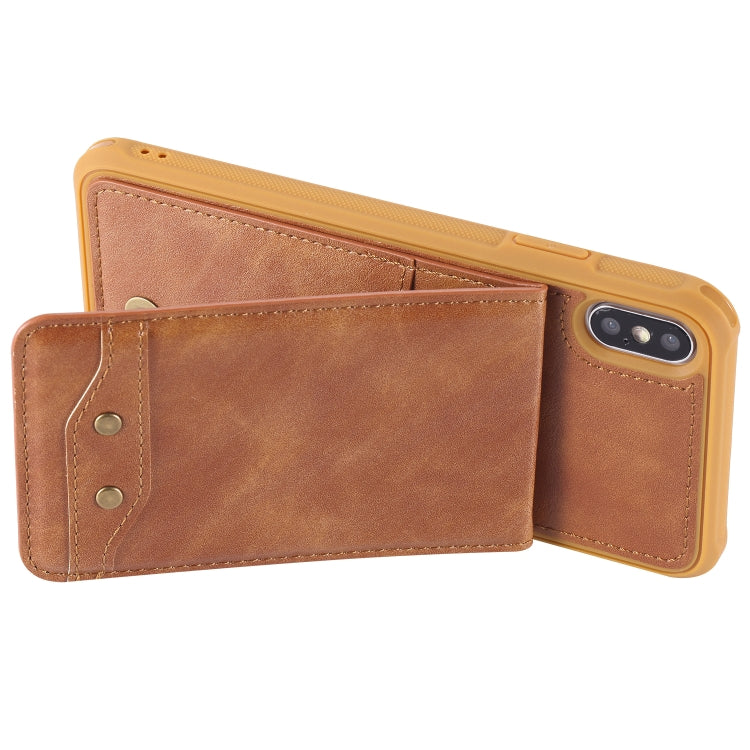 For iPhone XS Max Vertical Flip Shockproof Leather Protective Case with Short Rope, Support Card Slots & Bracket & Photo Holder & Wallet Function