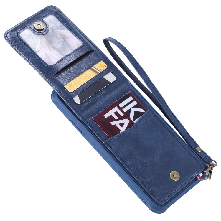 For iPhone XS Max Vertical Flip Shockproof Leather Protective Case with Short Rope, Support Card Slots & Bracket & Photo Holder & Wallet Function
