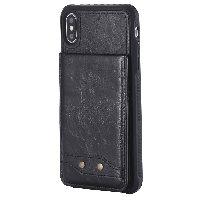 For iPhone XS Max Vertical Flip Shockproof Leather Protective Case with Short Rope, Support Card Slots & Bracket & Photo Holder & Wallet Function
