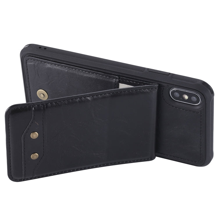 For iPhone XS Max Vertical Flip Shockproof Leather Protective Case with Short Rope, Support Card Slots & Bracket & Photo Holder & Wallet Function
