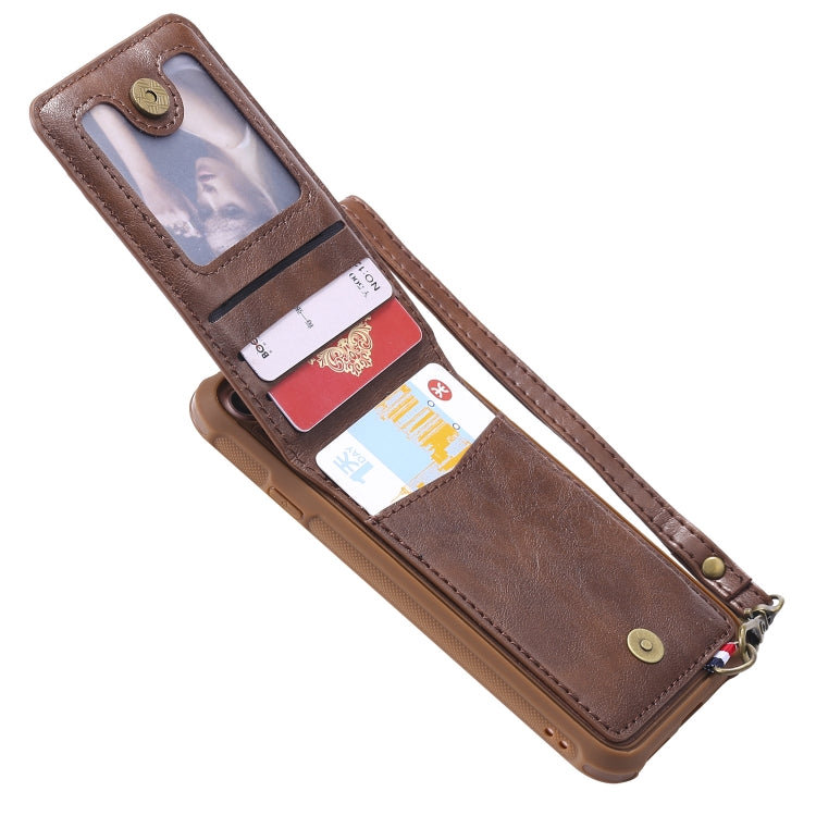 For iPhone 6 Vertical Flip Shockproof Leather Protective Case with Short Rope, Support Card Slots & Bracket & Photo Holder & Wallet Function