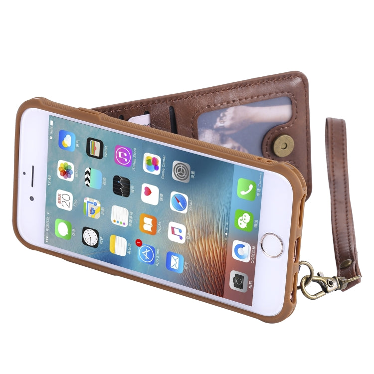 For iPhone 6 Vertical Flip Shockproof Leather Protective Case with Short Rope, Support Card Slots & Bracket & Photo Holder & Wallet Function