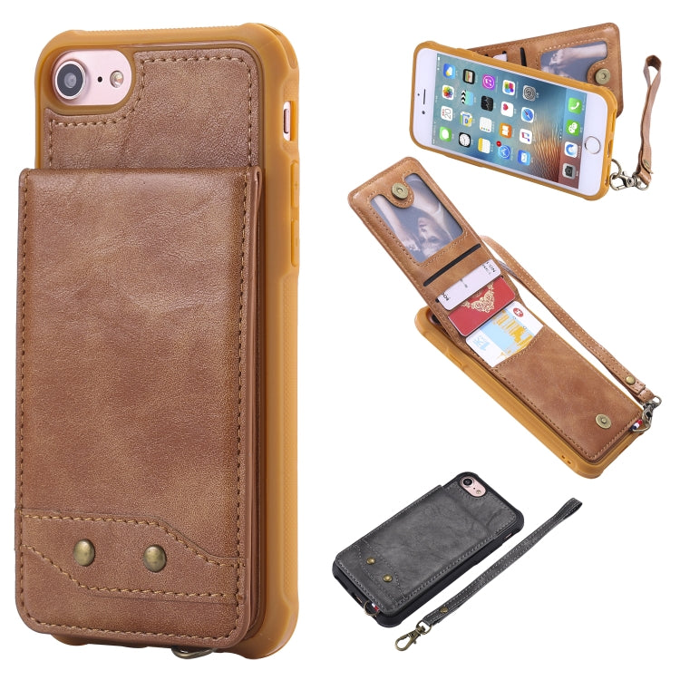 For iPhone 6 Vertical Flip Shockproof Leather Protective Case with Short Rope, Support Card Slots & Bracket & Photo Holder & Wallet Function