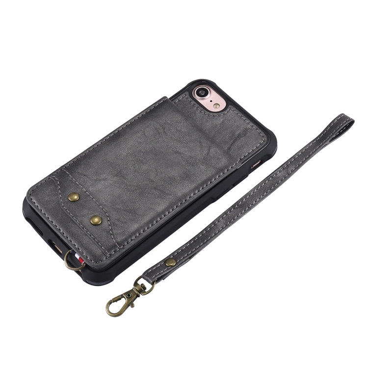 For iPhone 6 Vertical Flip Shockproof Leather Protective Case with Short Rope, Support Card Slots & Bracket & Photo Holder & Wallet Function