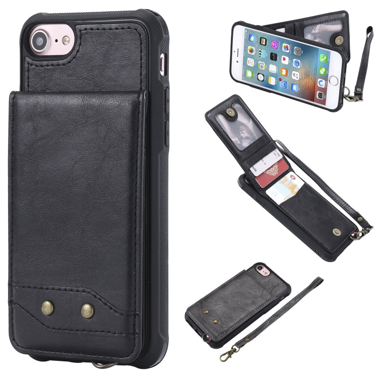 For iPhone 6 Vertical Flip Shockproof Leather Protective Case with Short Rope, Support Card Slots & Bracket & Photo Holder & Wallet Function