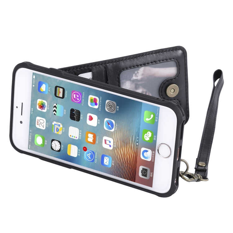 For iPhone 6 Vertical Flip Shockproof Leather Protective Case with Short Rope, Support Card Slots & Bracket & Photo Holder & Wallet Function