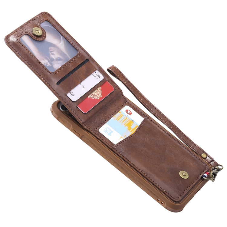 For iPhone 6 Plus Vertical Flip Shockproof Leather Protective Case with Short Rope, Support Card Slots & Bracket & Photo Holder & Wallet Function
