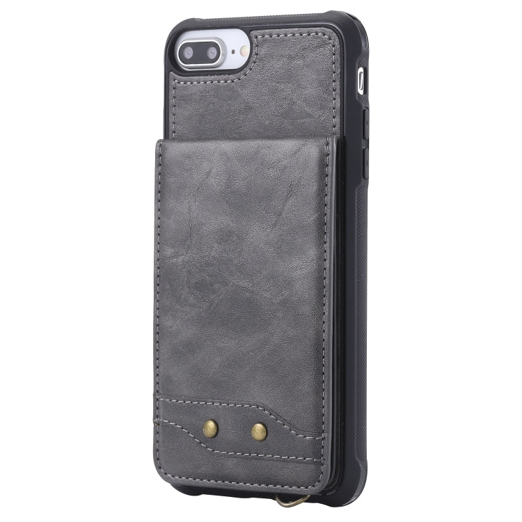 For iPhone 6 Plus Vertical Flip Shockproof Leather Protective Case with Short Rope, Support Card Slots & Bracket & Photo Holder & Wallet Function