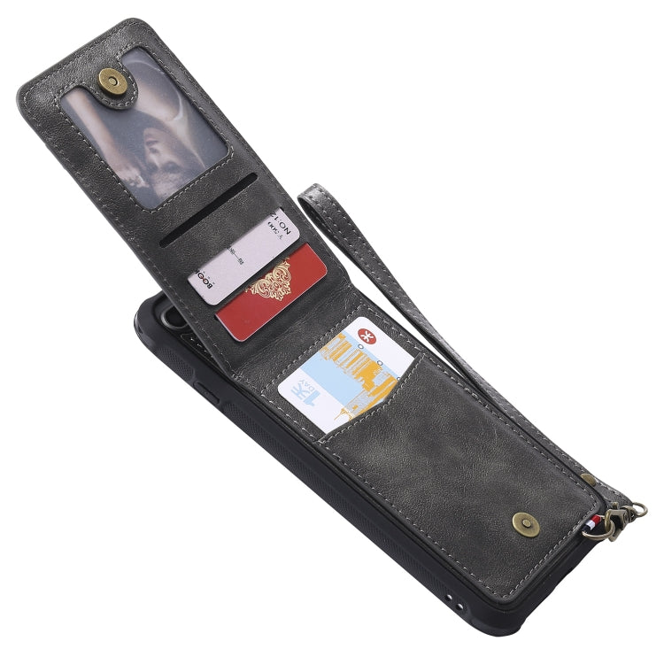 For iPhone 6 Plus Vertical Flip Shockproof Leather Protective Case with Short Rope, Support Card Slots & Bracket & Photo Holder & Wallet Function