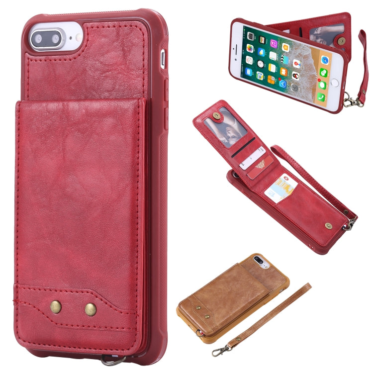 For iPhone 6 Plus Vertical Flip Shockproof Leather Protective Case with Short Rope, Support Card Slots & Bracket & Photo Holder & Wallet Function