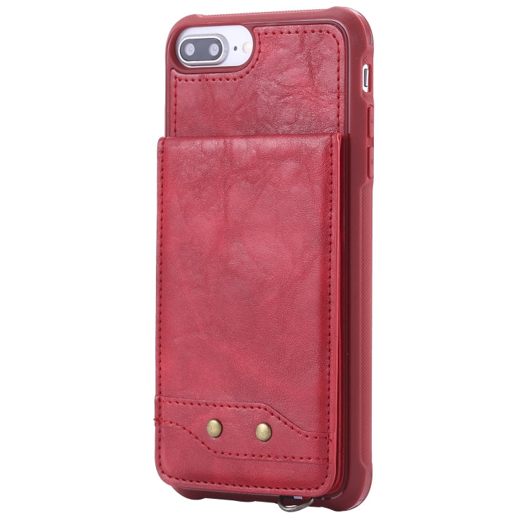 For iPhone 6 Plus Vertical Flip Shockproof Leather Protective Case with Short Rope, Support Card Slots & Bracket & Photo Holder & Wallet Function