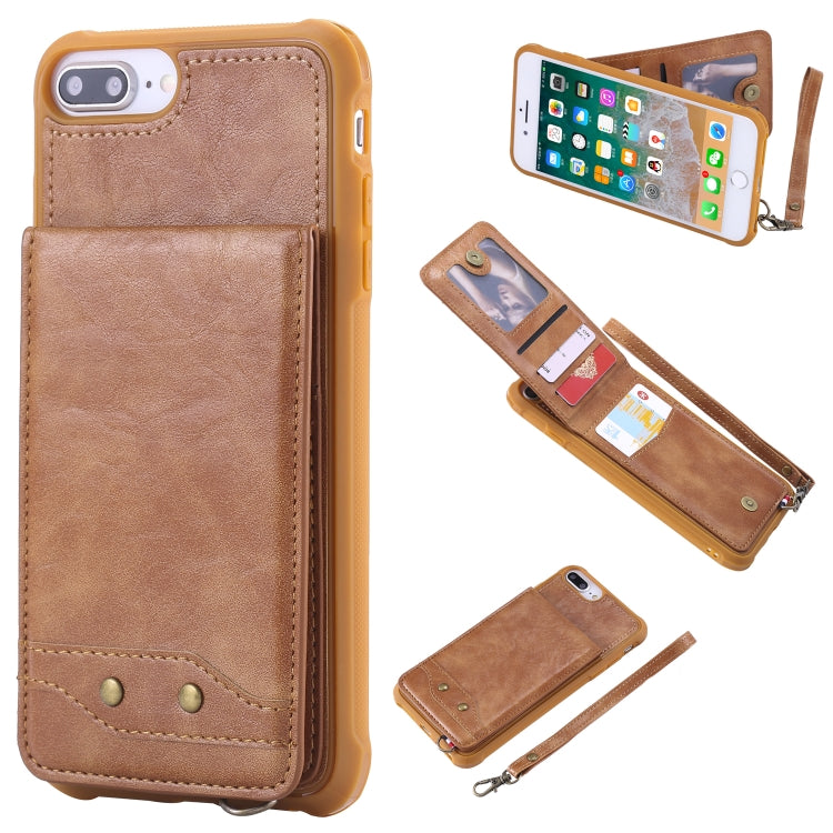 For iPhone 6 Plus Vertical Flip Shockproof Leather Protective Case with Short Rope, Support Card Slots & Bracket & Photo Holder & Wallet Function