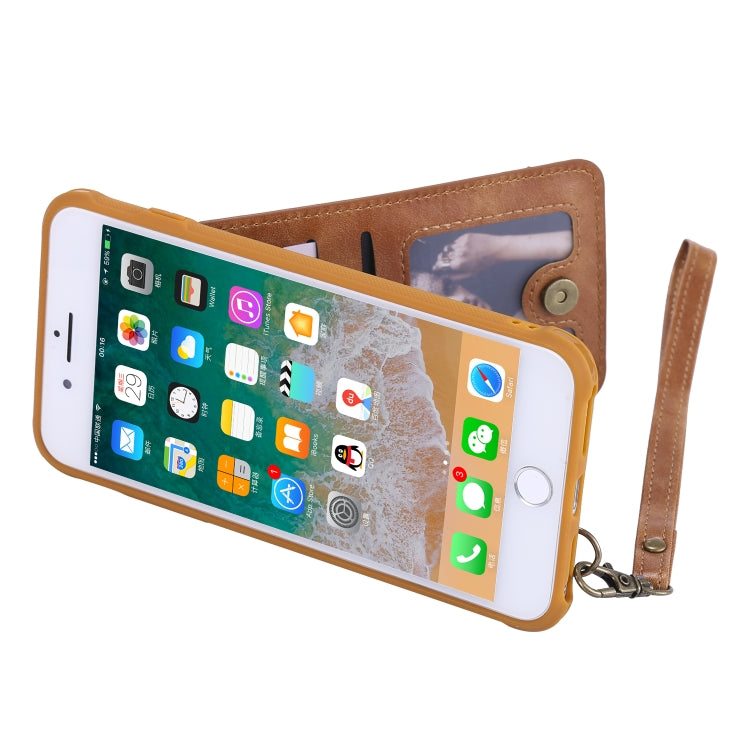 For iPhone 6 Plus Vertical Flip Shockproof Leather Protective Case with Short Rope, Support Card Slots & Bracket & Photo Holder & Wallet Function