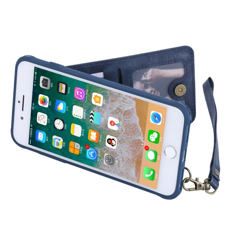 For iPhone 6 Plus Vertical Flip Shockproof Leather Protective Case with Short Rope, Support Card Slots & Bracket & Photo Holder & Wallet Function