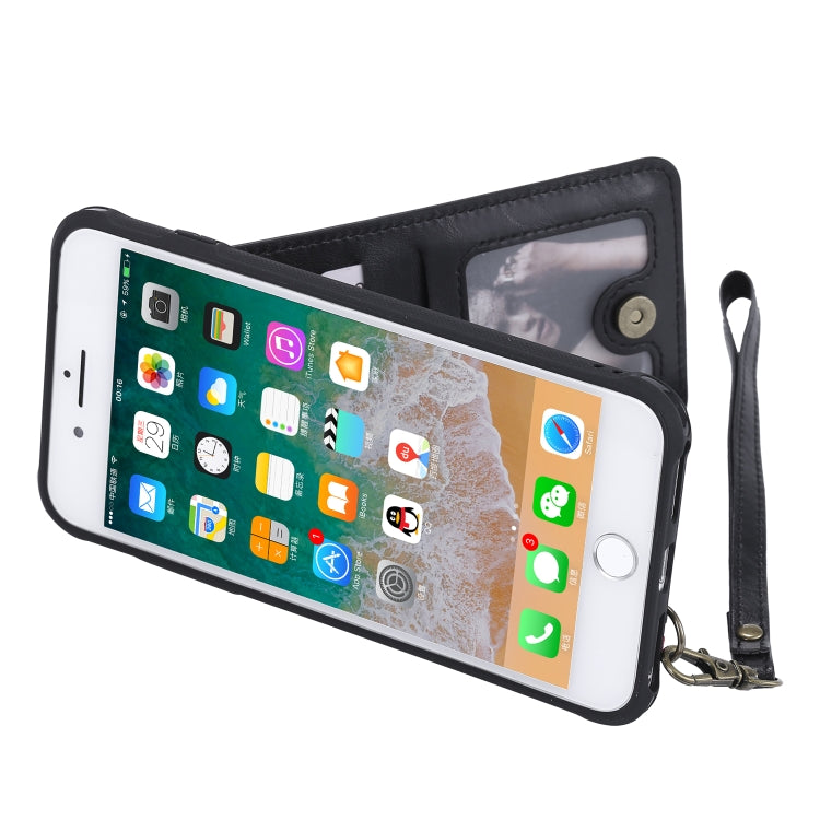 For iPhone 6 Plus Vertical Flip Shockproof Leather Protective Case with Short Rope, Support Card Slots & Bracket & Photo Holder & Wallet Function