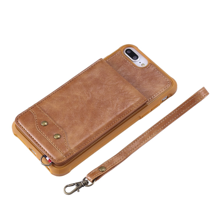 For iPhone 6 Plus Vertical Flip Shockproof Leather Protective Case with Short Rope, Support Card Slots & Bracket & Photo Holder & Wallet Function