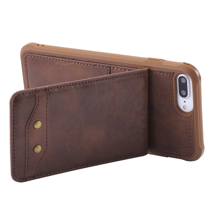For iPhone 8 Plus / 7 Plus Vertical Flip Shockproof Leather Protective Case with Short Rope, Support Card Slots & Bracket & Photo Holder & Wallet Function