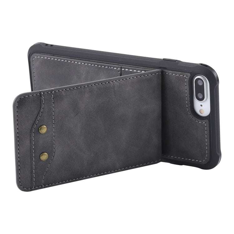 For iPhone 8 Plus / 7 Plus Vertical Flip Shockproof Leather Protective Case with Short Rope, Support Card Slots & Bracket & Photo Holder & Wallet Function