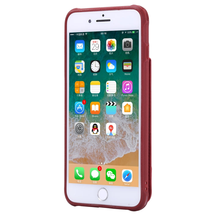 For iPhone 8 Plus / 7 Plus Vertical Flip Shockproof Leather Protective Case with Short Rope, Support Card Slots & Bracket & Photo Holder & Wallet Function