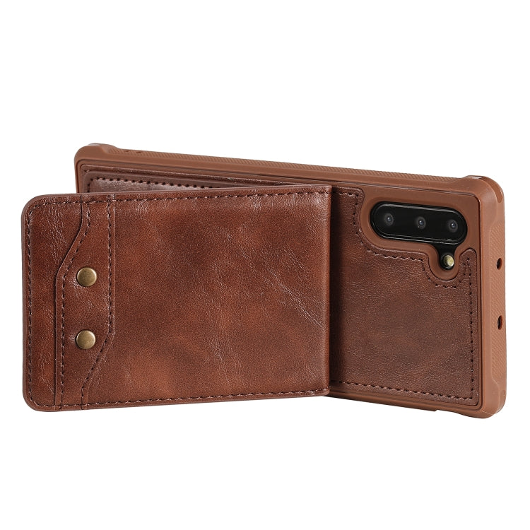 For Galaxy Note 10 Vertical Flip Shockproof Leather Protective Case with Short Rope, Support Card Slots & Bracket & Photo Holder & Wallet Function