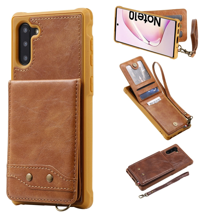 For Galaxy Note 10 Vertical Flip Shockproof Leather Protective Case with Short Rope, Support Card Slots & Bracket & Photo Holder & Wallet Function