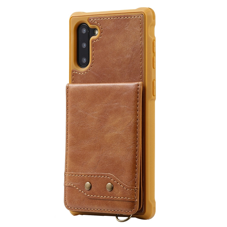 For Galaxy Note 10 Vertical Flip Shockproof Leather Protective Case with Short Rope, Support Card Slots & Bracket & Photo Holder & Wallet Function