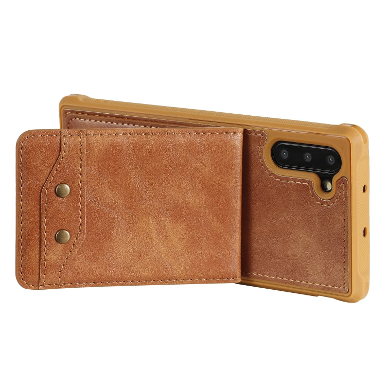 For Galaxy Note 10 Vertical Flip Shockproof Leather Protective Case with Short Rope, Support Card Slots & Bracket & Photo Holder & Wallet Function