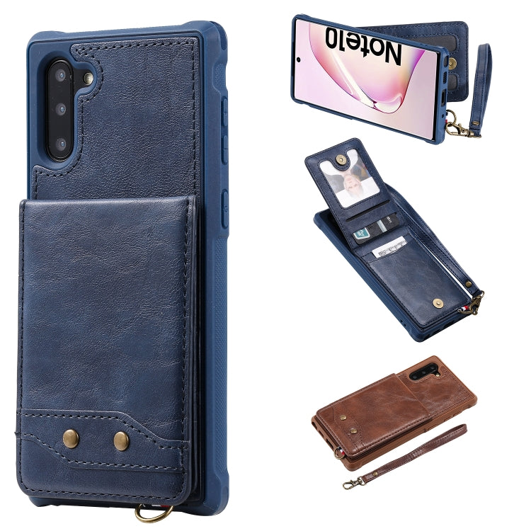 For Galaxy Note 10 Vertical Flip Shockproof Leather Protective Case with Short Rope, Support Card Slots & Bracket & Photo Holder & Wallet Function