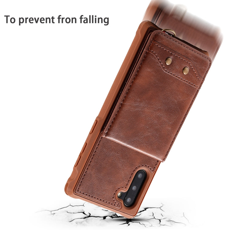 For Galaxy Note 10 Vertical Flip Shockproof Leather Protective Case with Short Rope, Support Card Slots & Bracket & Photo Holder & Wallet Function