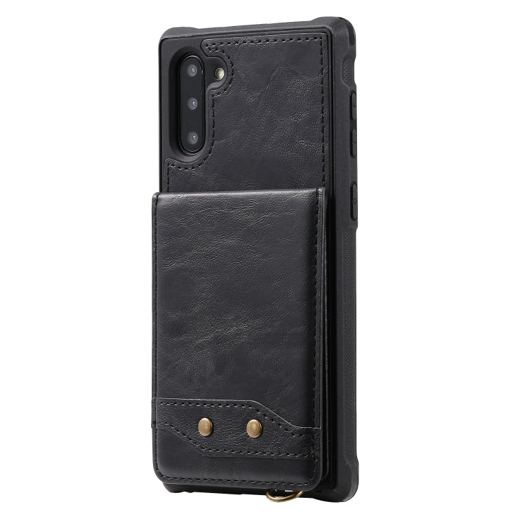 For Galaxy Note 10 Vertical Flip Shockproof Leather Protective Case with Short Rope, Support Card Slots & Bracket & Photo Holder & Wallet Function