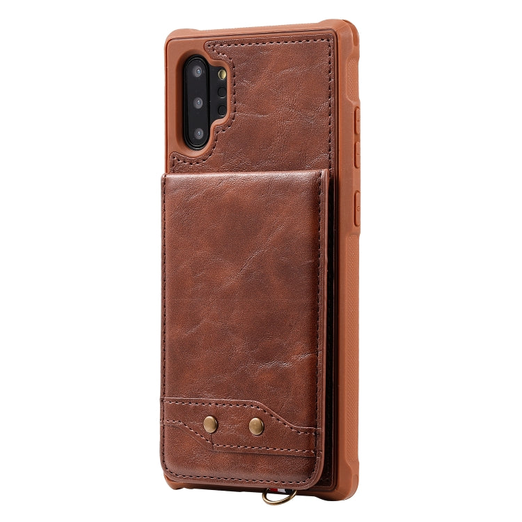 For Galaxy Note 10+ Vertical Flip Shockproof Leather Protective Case with Short Rope, Support Card Slots & Bracket & Photo Holder & Wallet Function