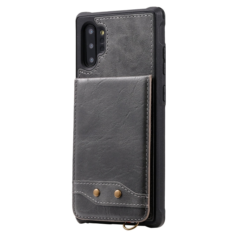 For Galaxy Note 10+ Vertical Flip Shockproof Leather Protective Case with Short Rope, Support Card Slots & Bracket & Photo Holder & Wallet Function