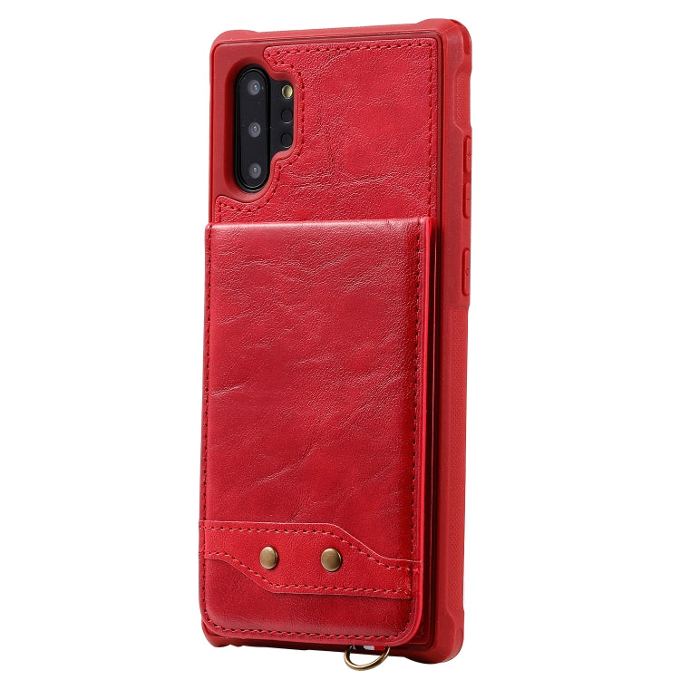 For Galaxy Note 10+ Vertical Flip Shockproof Leather Protective Case with Short Rope, Support Card Slots & Bracket & Photo Holder & Wallet Function