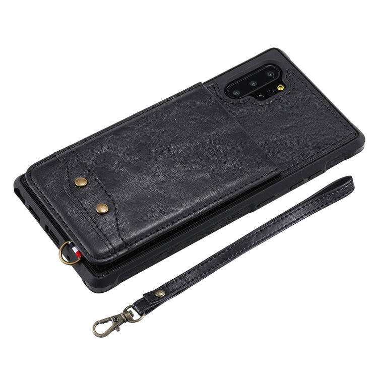 For Galaxy Note 10+ Vertical Flip Shockproof Leather Protective Case with Short Rope, Support Card Slots & Bracket & Photo Holder & Wallet Function